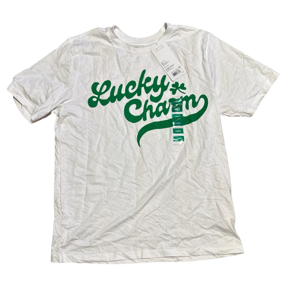 NWT Berkley Jensen White Lucky Charm Tee Size L